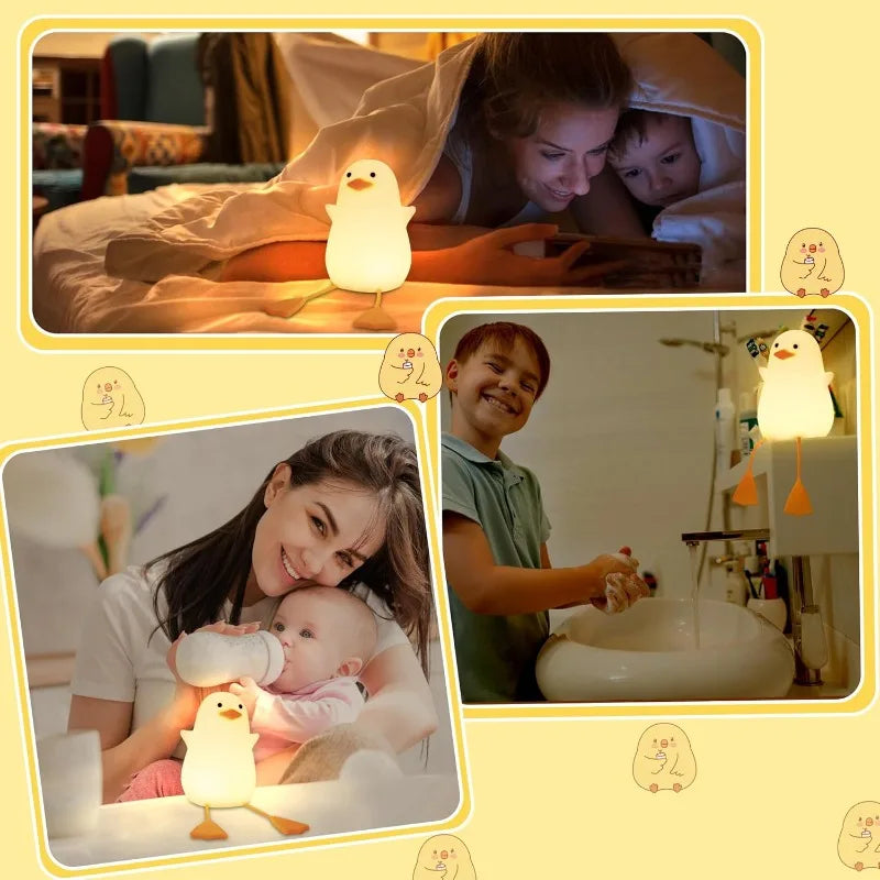 Cute Duck Night Light – Soft, Dimmable, USB Rechargeable with Timer for Bedroom & Home Decor