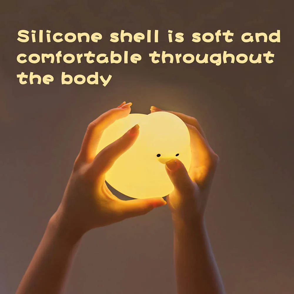 Kawaii Duck Night Light – Soft Silicone, USB Rechargeable & Tap-Controlled