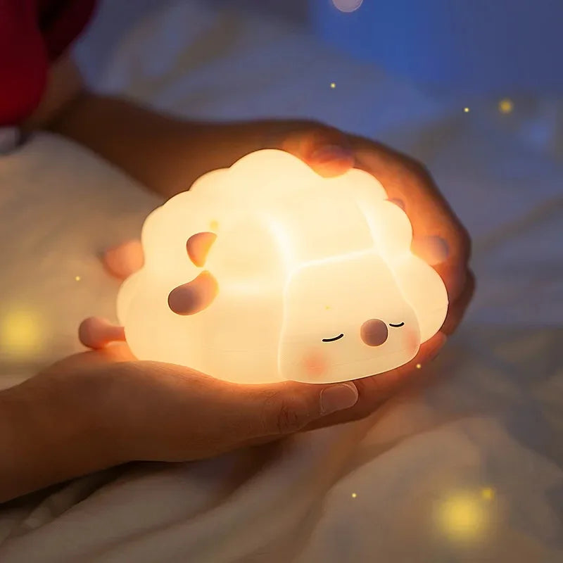 Lovely Sheep Night Light – Dimmable Silicone Lamp with Phone Holder & Timer