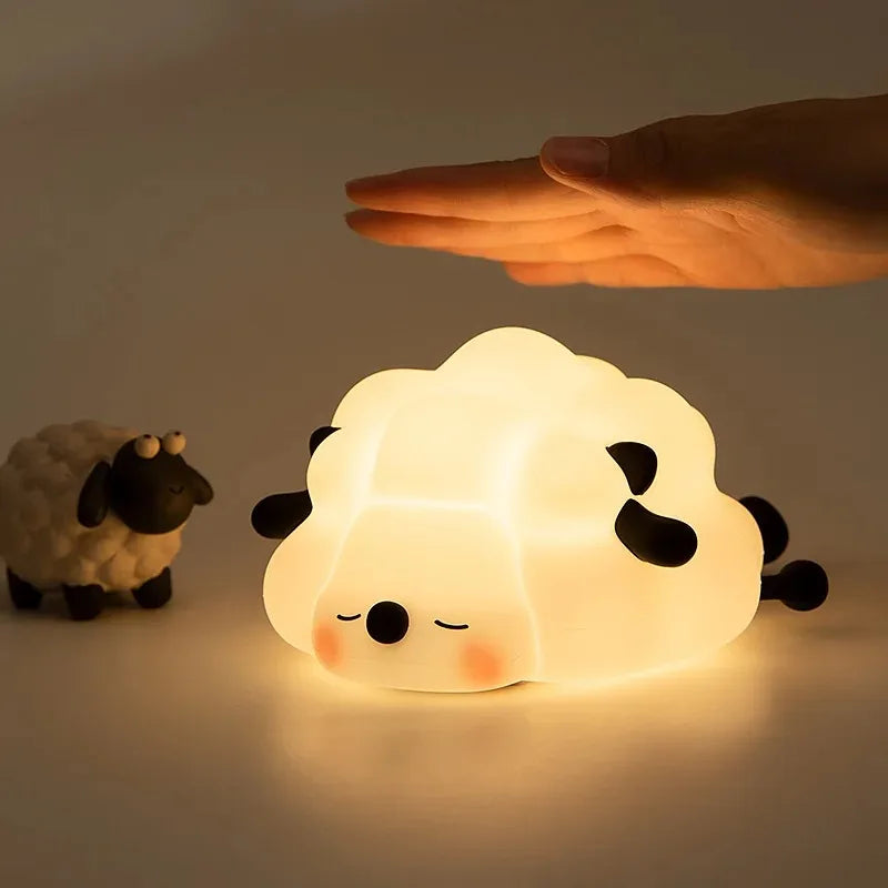Lovely Sheep Night Light – Dimmable Silicone Lamp with Phone Holder & Timer