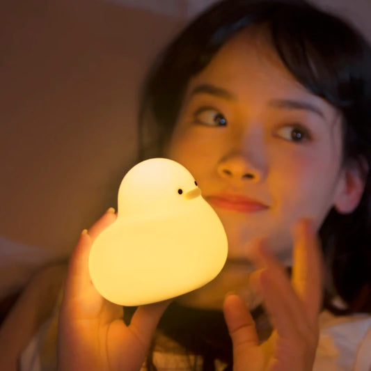 Kawaii Duck Night Light – Soft Silicone, USB Rechargeable & Tap-Controlled