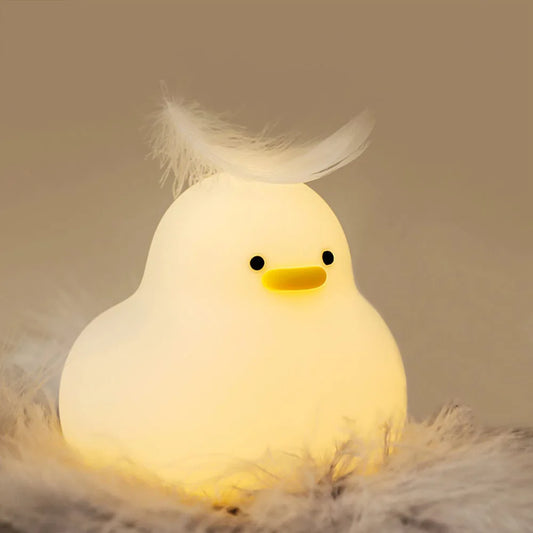 Kawaii Duck Night Light – Soft Silicone, USB Rechargeable & Tap-Controlled