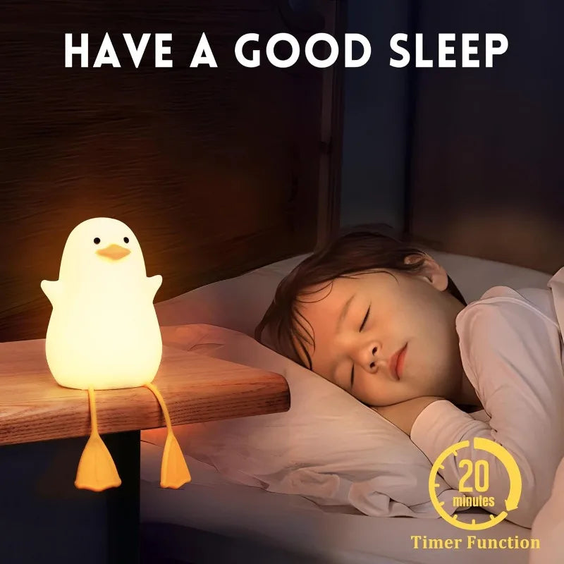 Cute Duck Night Light – Soft, Dimmable, USB Rechargeable with Timer for Bedroom & Home Decor