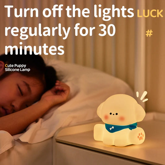 Cute Dog & Cat Night Light – USB Rechargeable Silicone Lamp with 3-Level Warm Light