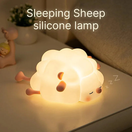 Lovely Sheep Night Light – Dimmable Silicone Lamp with Phone Holder & Timer