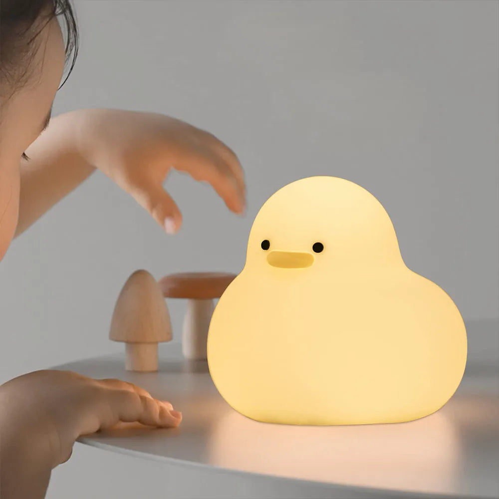 Kawaii Duck Night Light – Soft Silicone, USB Rechargeable & Tap-Controlled