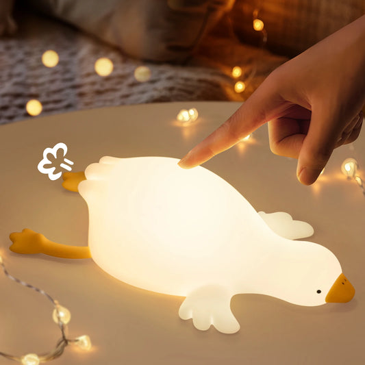 Duck Night Light for Kids – Rechargeable, Squishy Silicone & Tap-Controlled
