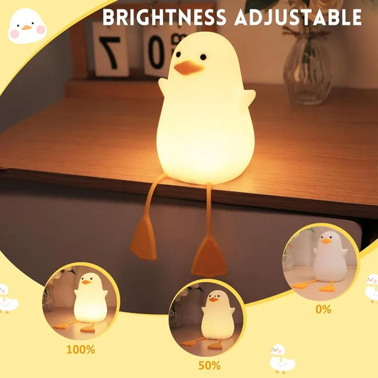 Cute Duck Night Light – Soft, Dimmable, USB Rechargeable with Timer for Bedroom & Home Decor
