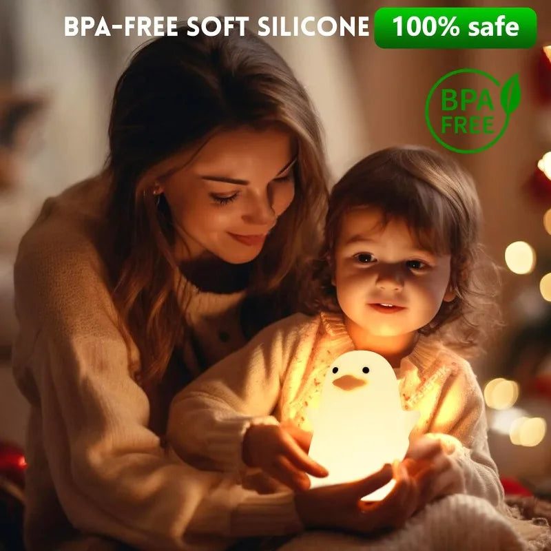 Cute Duck Night Light – Soft, Dimmable, USB Rechargeable with Timer for Bedroom & Home Decor