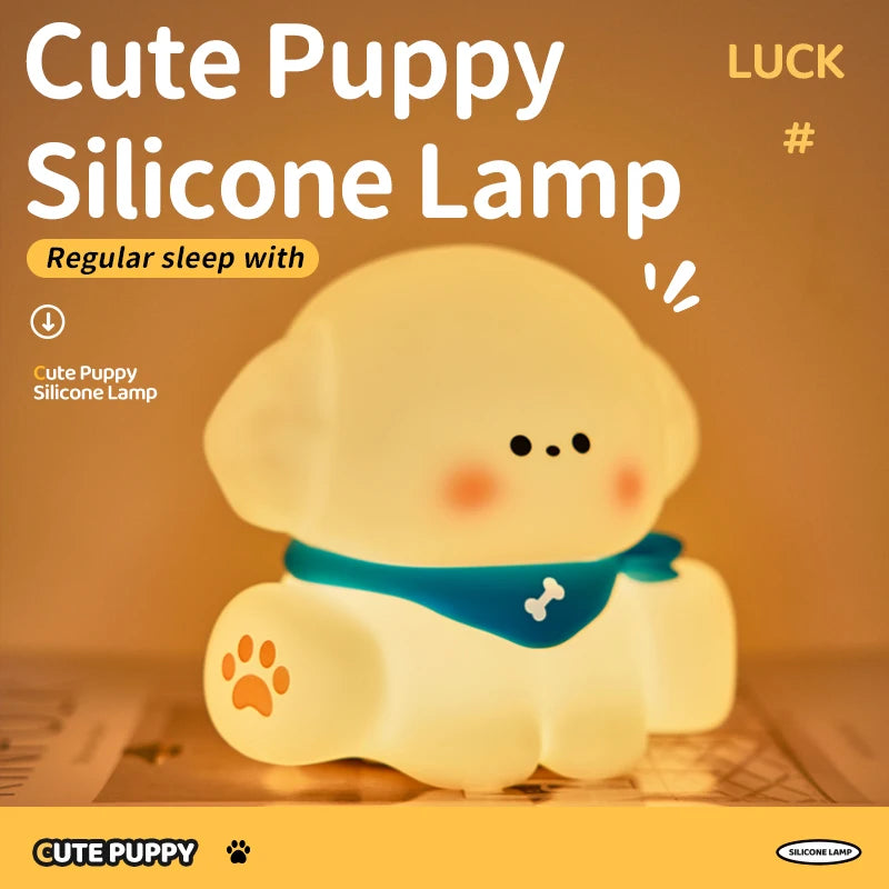 Cute Dog & Cat Night Light – USB Rechargeable Silicone Lamp with 3-Level Warm Light